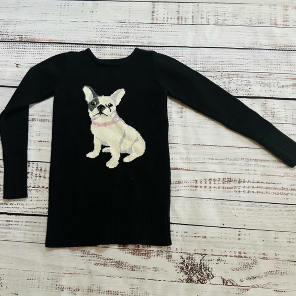 GAP black knit 💯 % cotton FRENCH bull dog sweater perfect for Valentines